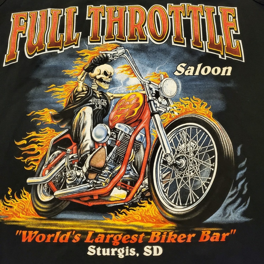 VTG Full Throttle Saloon Shirt Men 2XL Black Tank Top Ghost Rider Sturgis SD Y2K